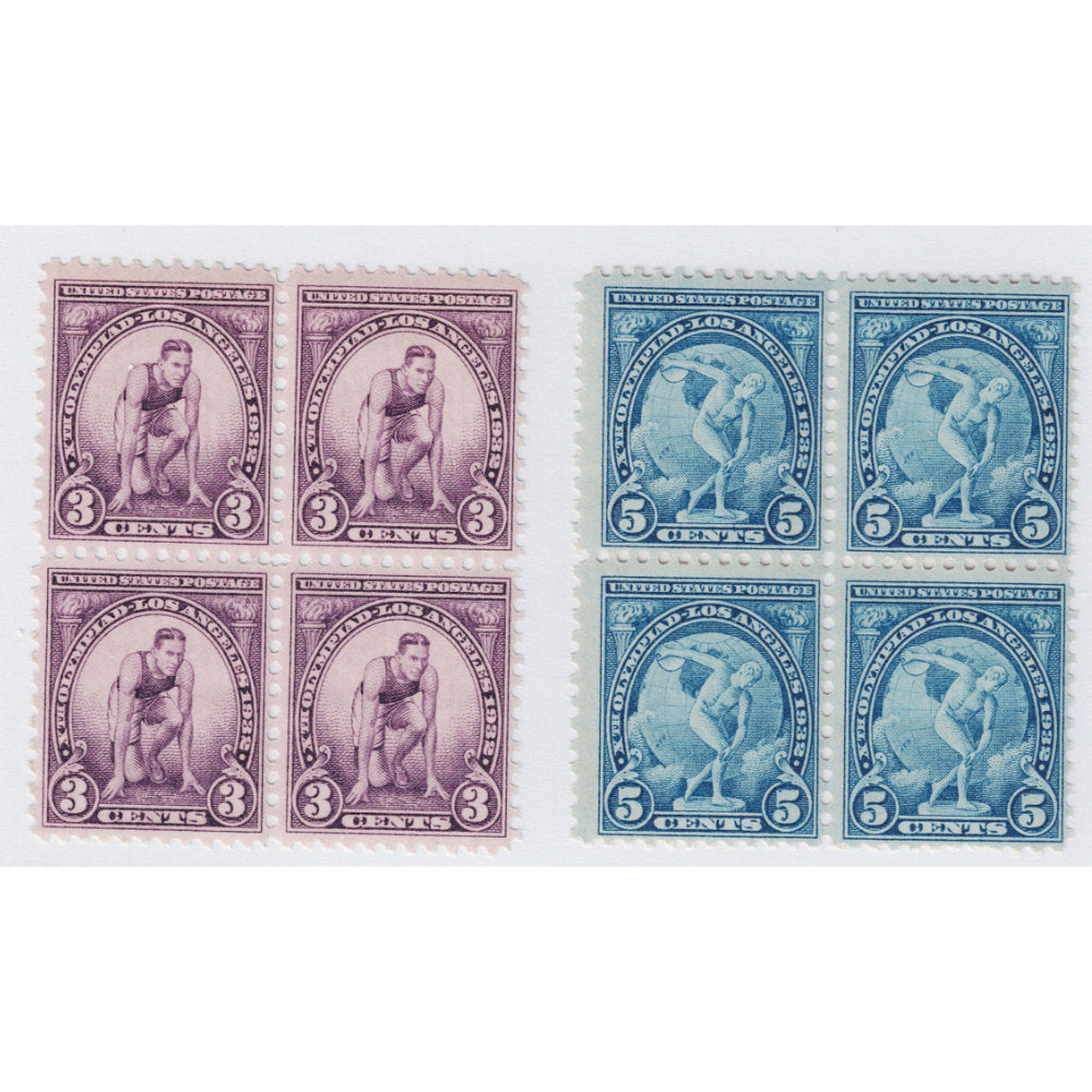 1932 Los Angeles Summer Olympics postage stamp blocks