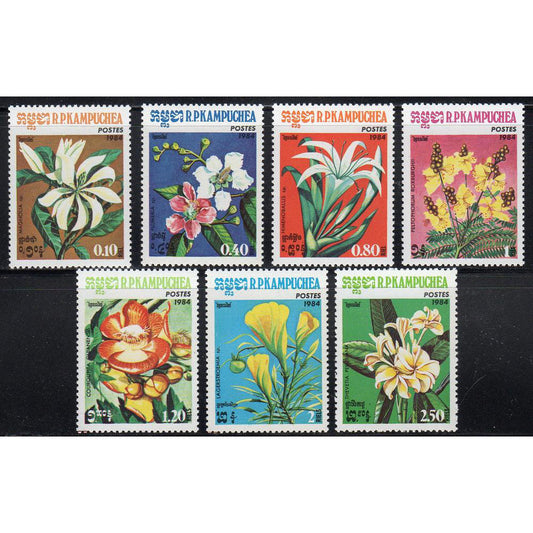 Cambodia flowers postage stamps
