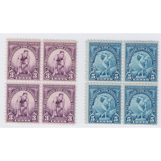 1932 Los Angeles Summer Olympics postage stamp blocks